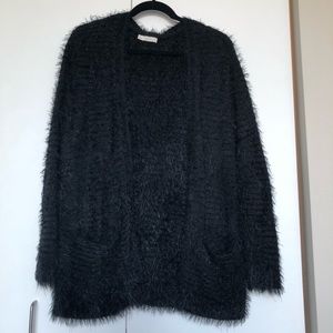 Fun furry black Hinge Cardigan size Small